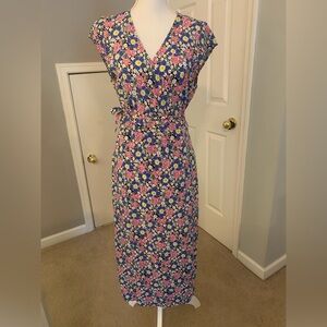 J. Crew Women’s M Viscose Floral Midi Wrap Dress